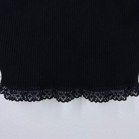 For Love & Lemons Black Ribbed Cropped Nina Cardigan Size Medium - Picture 9 of 10